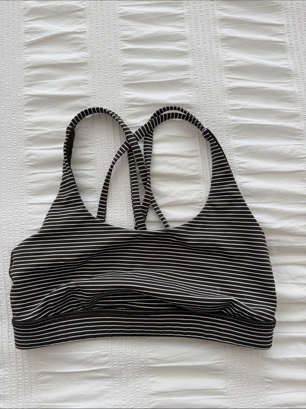 lululemon athletica green and White Striped Sports Bra